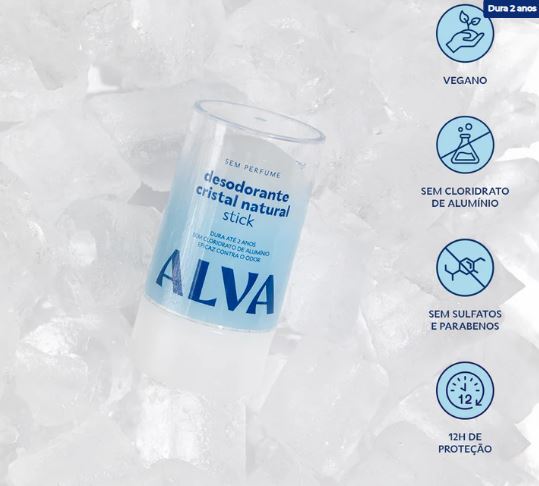 Desodorante Cristal Stick Vegano Alva120g