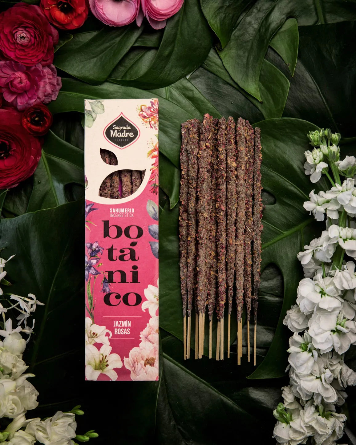 Incenso Natural Botânico Jasmim e Rosa 6 Varetas - Sagrada Madre