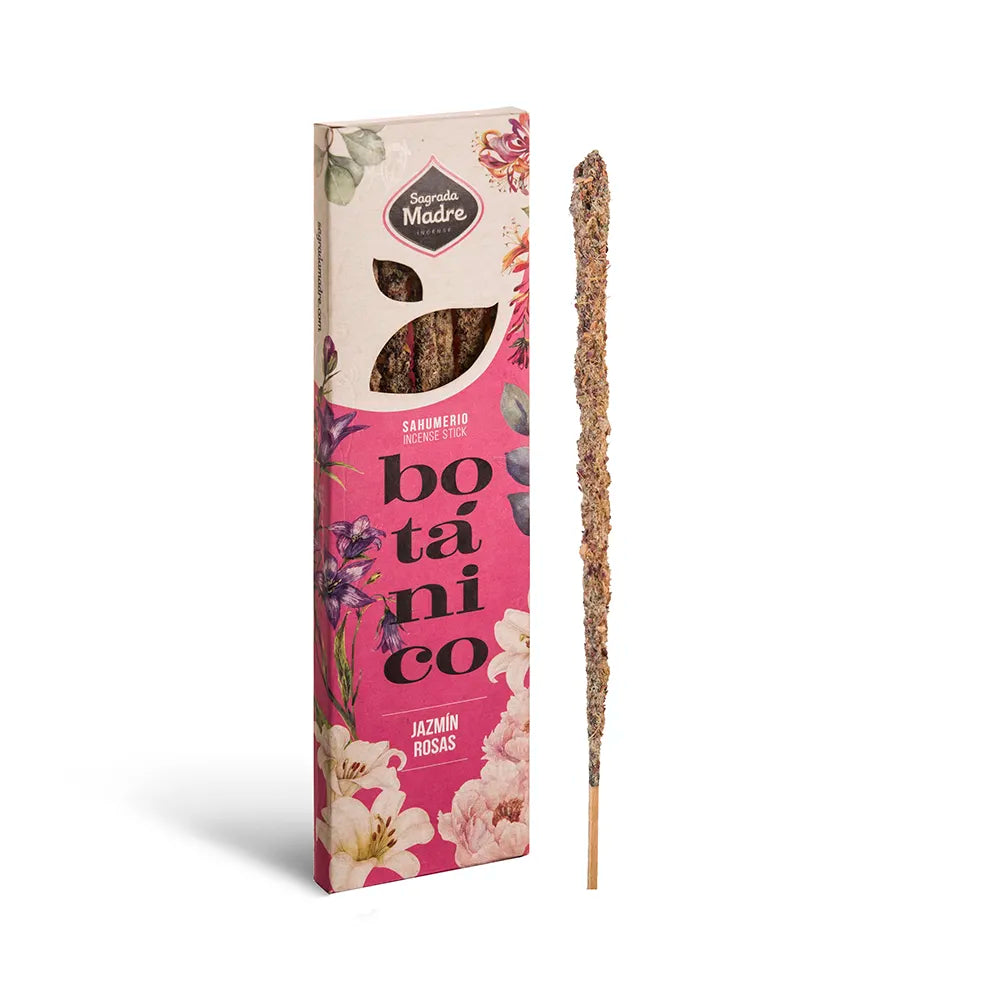 Incenso Natural Botânico Jasmim e Rosa 6 Varetas - Sagrada Madre