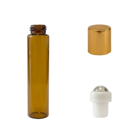 Frasco Roll On 5ml - Tampa dourada