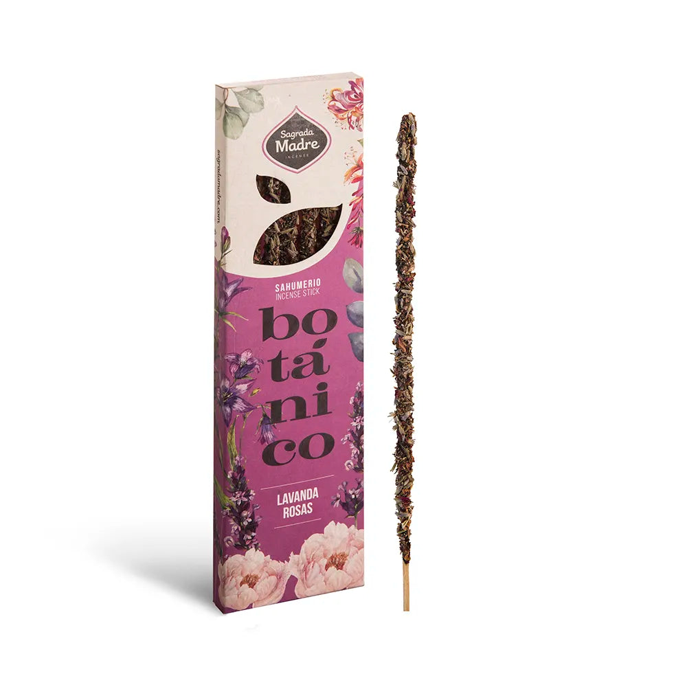 Incenso Natural Botânico Lavanda e Rosa 6 Varetas - Sagrada Madre